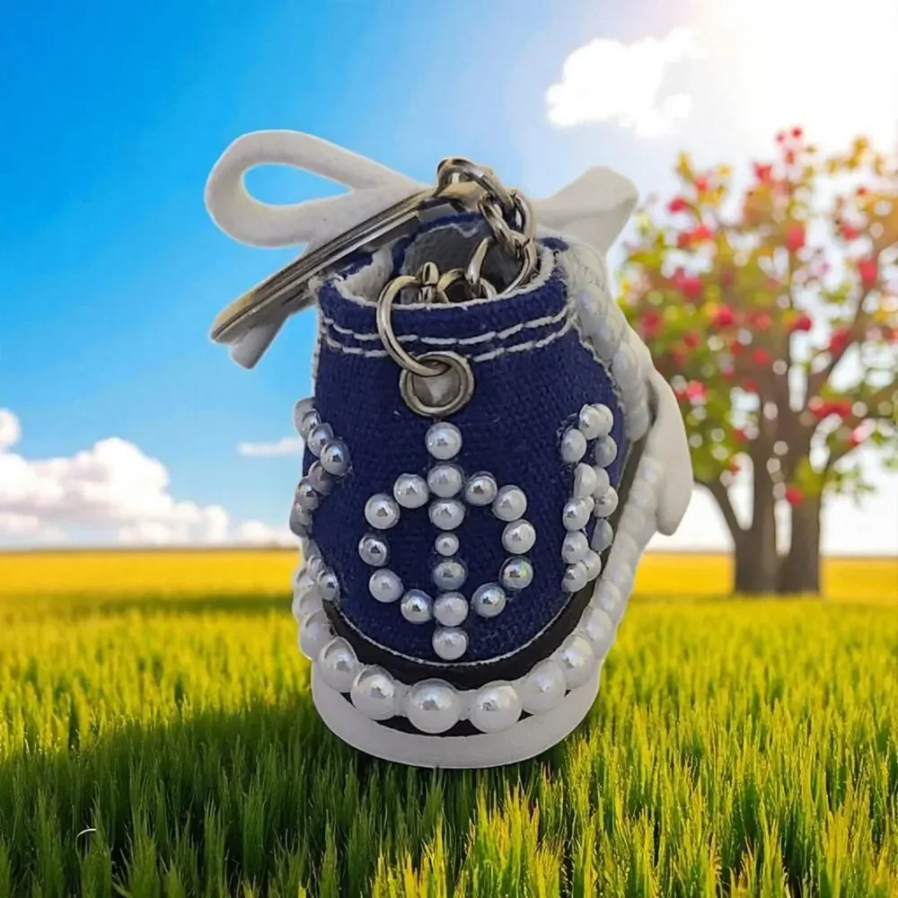 Zeta Phi Beta Keychain Blue Shoe White‎ Pearls Custom Made Shoe